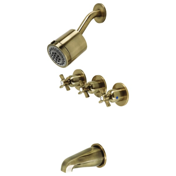 Tub and Shower Faucet, Antique Brass, Wall Mount